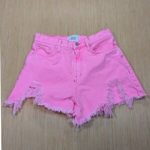 BDG Urban Outfitters A-Line Pink Denim Frayed‎ High Waist Shorts Cute Women's 28
